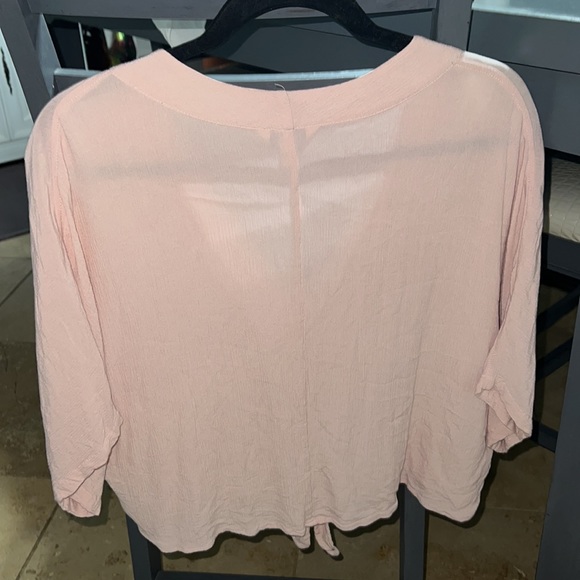 Express pink oversized rayon blouse with functional buttons; size XS - Picture 2 of 5
